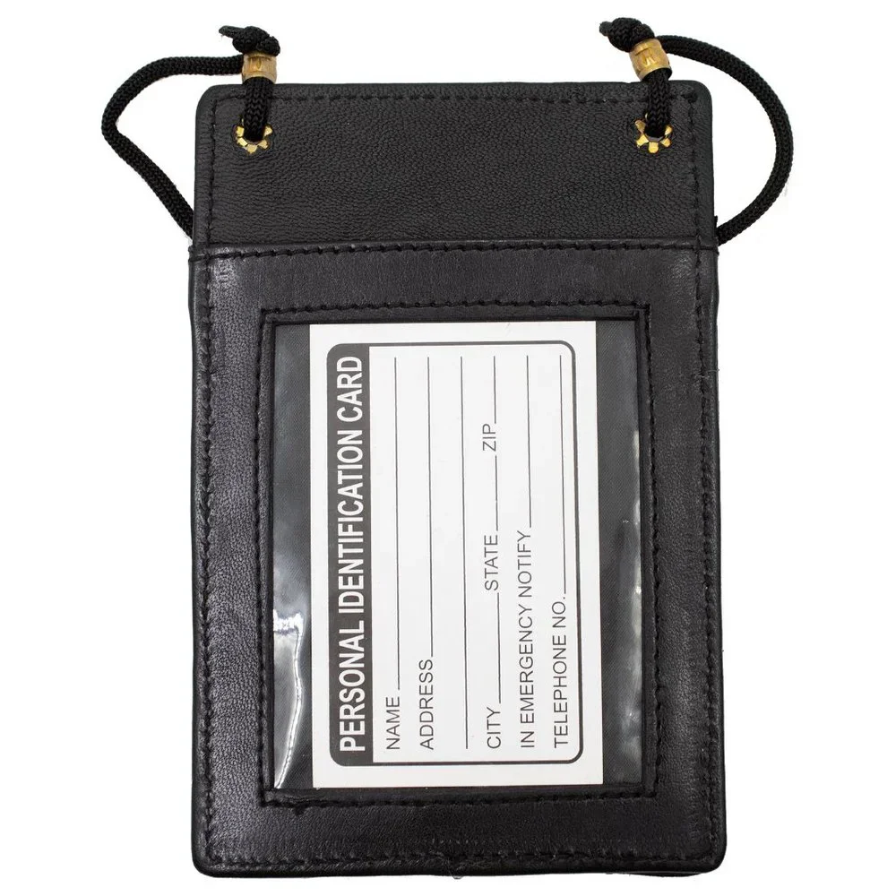 Genuine Leather ID Holder, Black